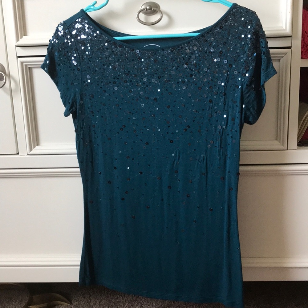 Teal sequined top